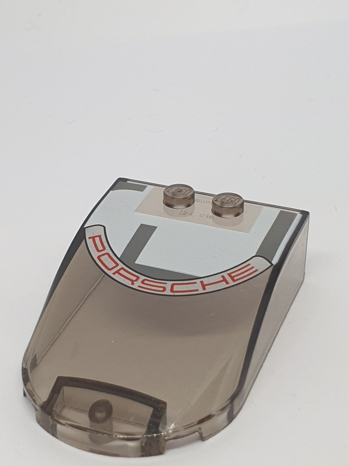 6x4x1 Windschutzscheibe Keil bedruckt mit Red 'PORSCHE' and White and Gray Roof transparent schwarz