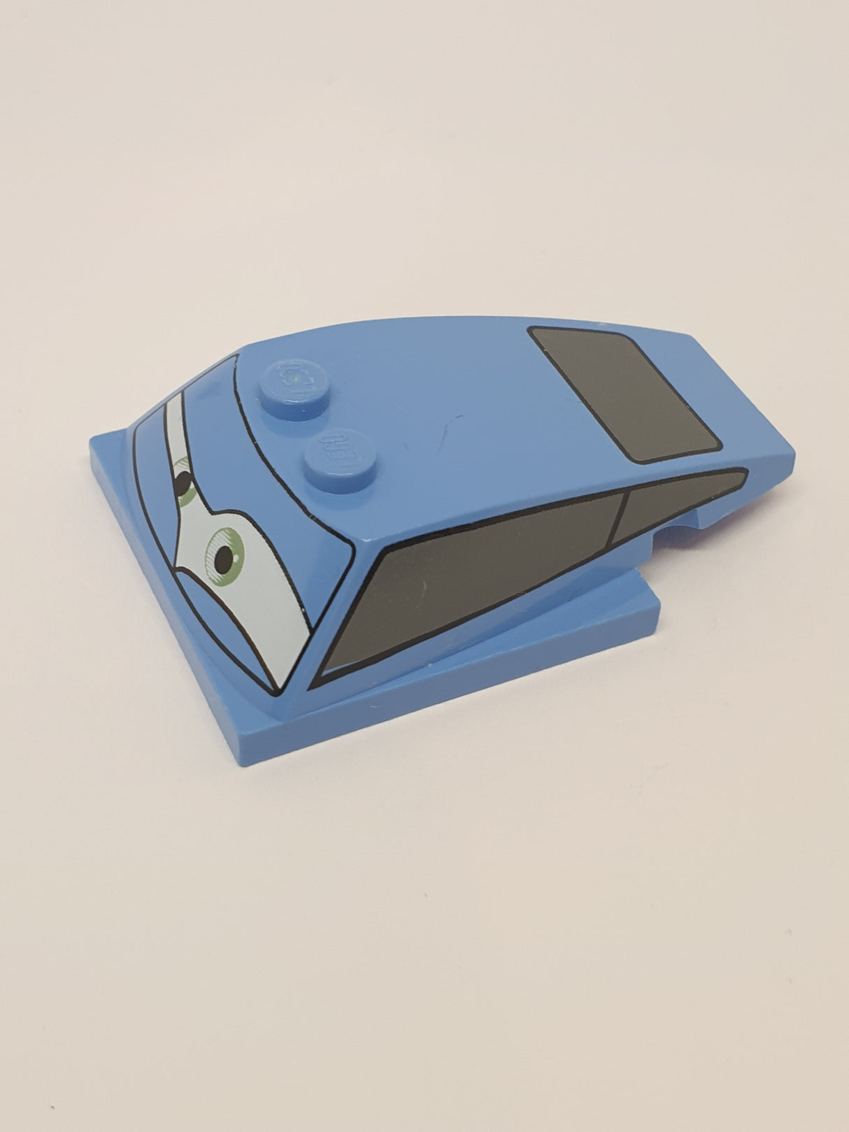 6x4x1 1/3 Windschutzscheibe Keil mit 4x4 Unterseite bedruckt mit Green Eyes Windows Pattern (Finn McMissile) mittelblau