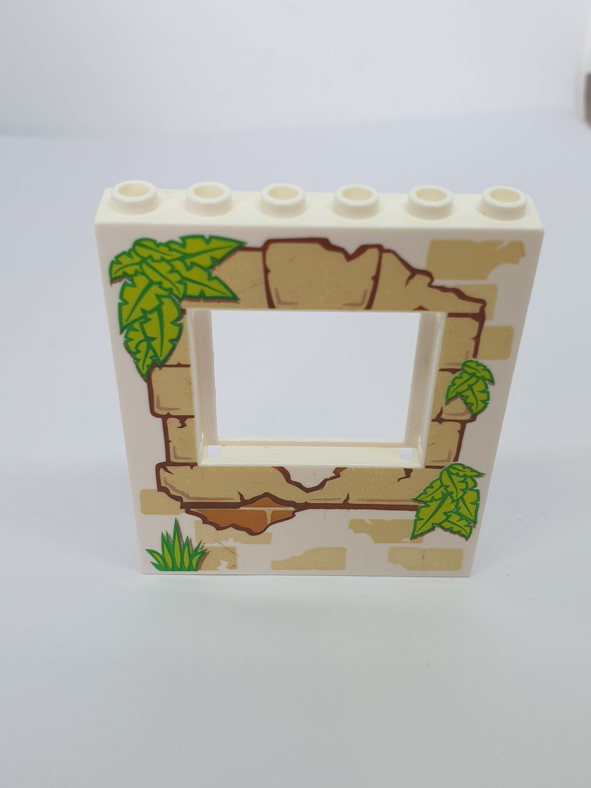 1x6x6 Wandpanel mit Fenster bedruckt with Tan Bricks, Grass and Leaves weiß white