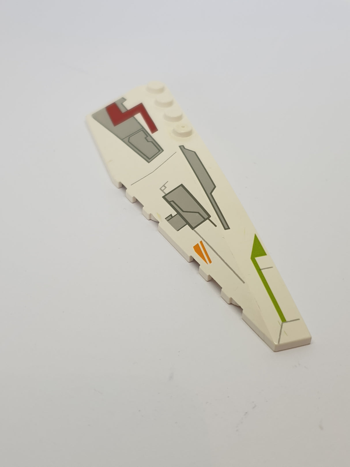 3x12 Keilstein links bedruckt mit Gray Panels & Lime/Medium Orange/Dark Red Markings weiß white