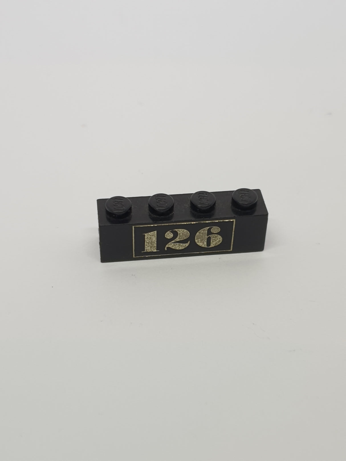 1x4 Stein bedruckt mit Gold '126' Pattern schwarz black