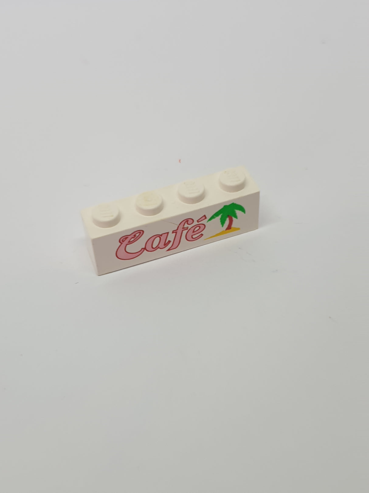 1x4 Stein bedruckt mit Café (Cafe) Pattern weiß white