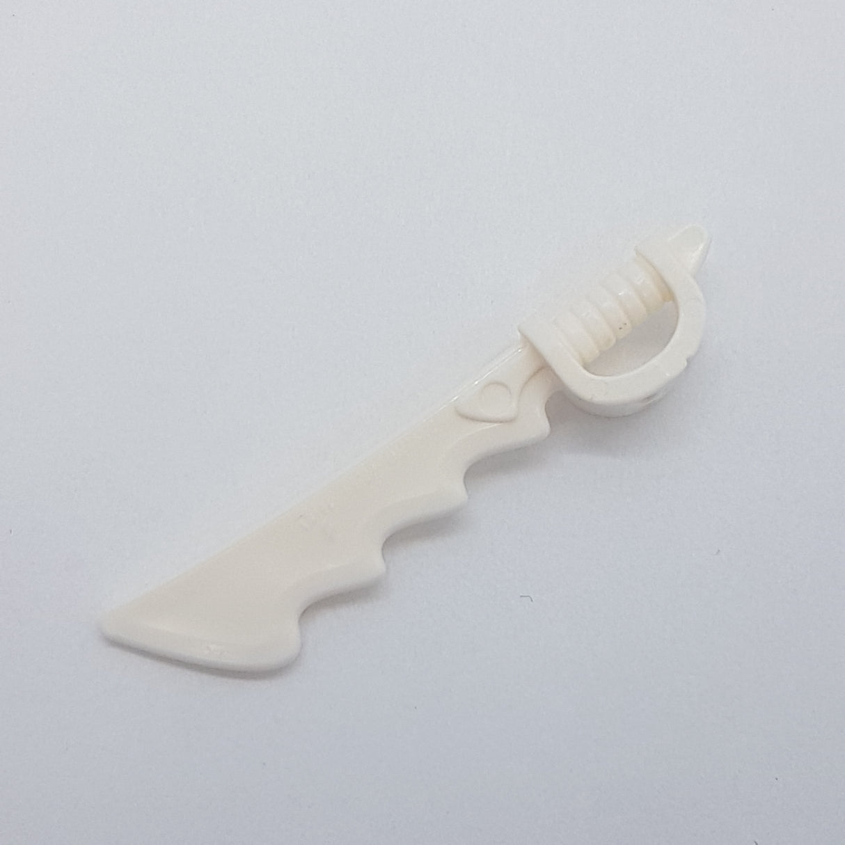 Minifig, Waffe Schwert Säbel gezackt with Skull Hand Guard weiß white