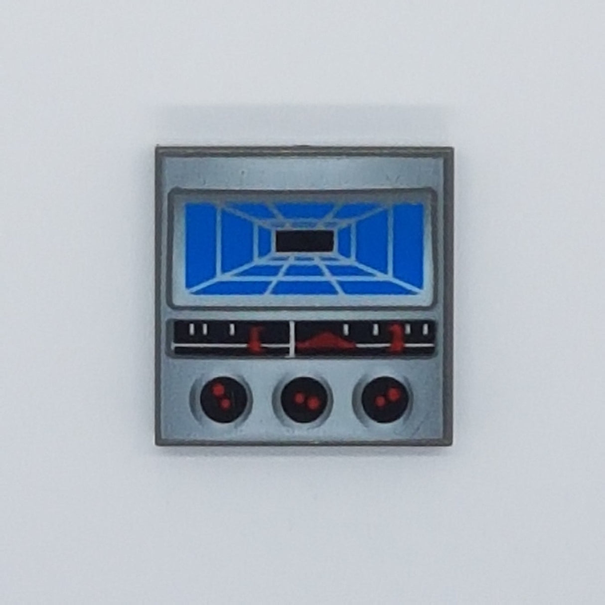 2x2 Fliese bedruckt with Groove with Alpha Team Arctic Blue Rectangle Grid Display Pattern neudunkelgrau
