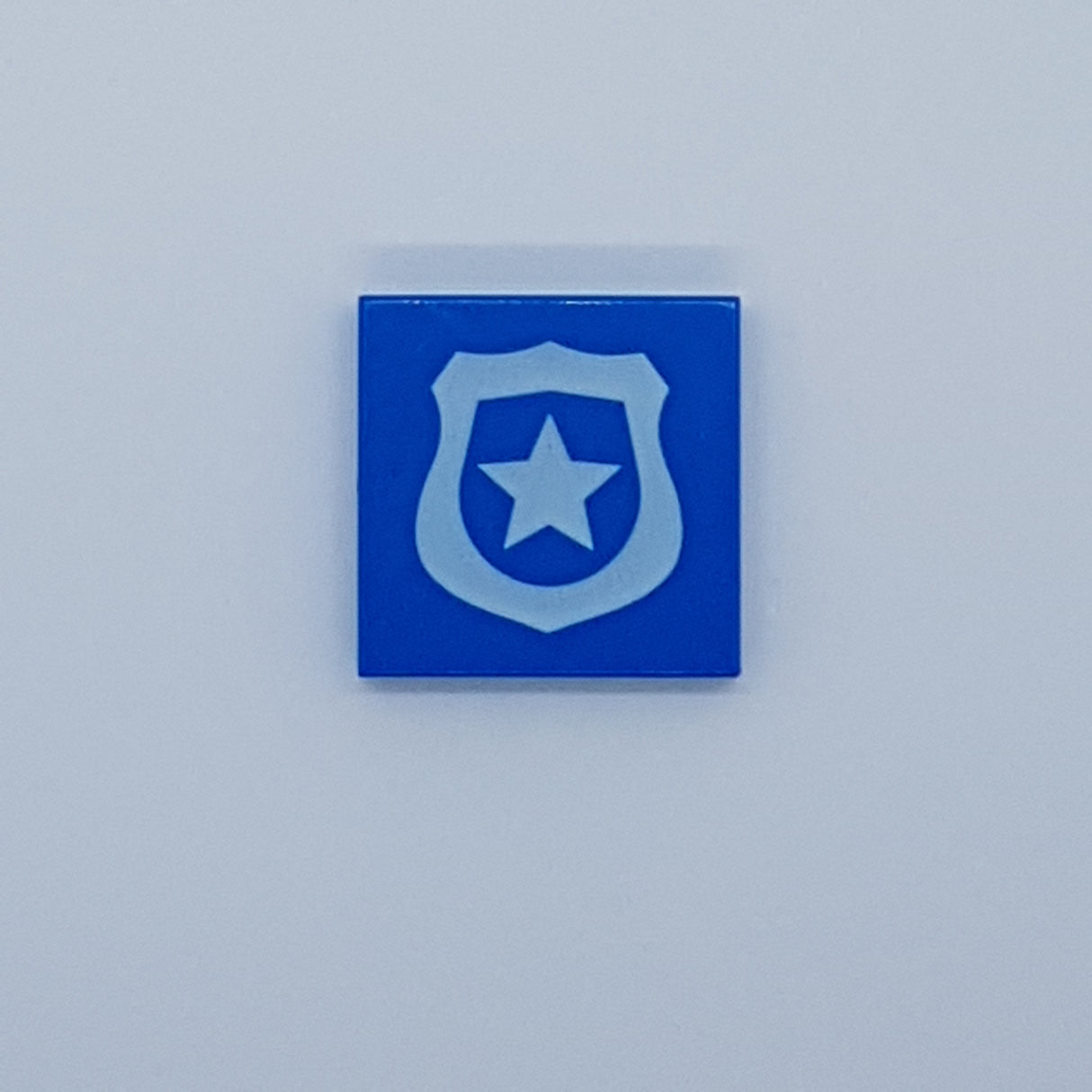 2x2 Fliese bedruckt with Groove with White Police Badge with Star Pattern blau