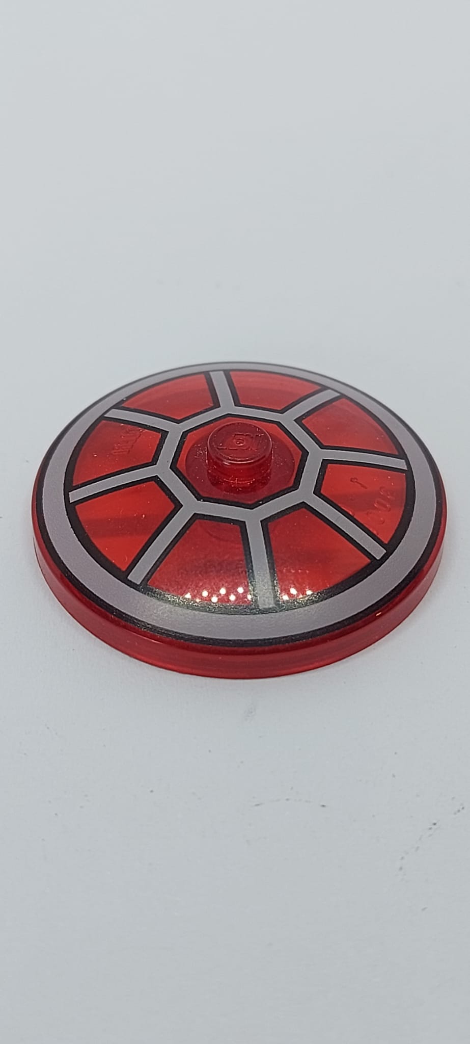 4x4 Satschüssel Ø32x6,4 bedruckt with Solid Stud with Radial TIE Fighter Cockpit Pattern transparent rot