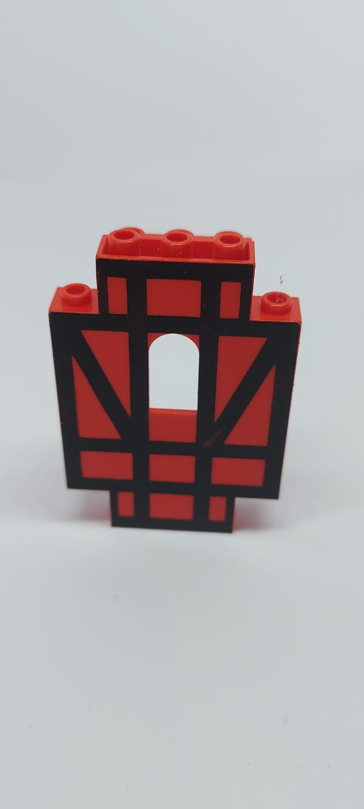 2x5x6 Burgelement Mauerteil mit Fenster bedruckt Window with Black Stripes Pattern rot