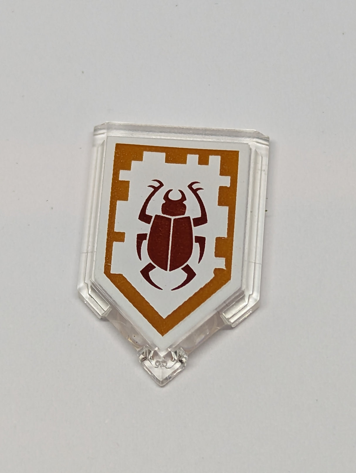 2x3 Fliese modifiziert Pentagon Fünfeck bedruckt with Nexo Power Shield Pattern - Beetle Bomb transparent weiß trans clear