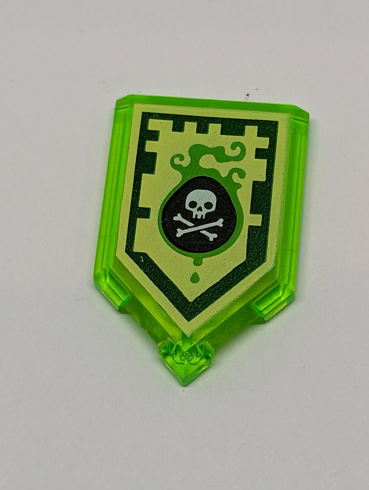 2x3 Fliese modifiziert Pentagon Fünfeck bedruckt with Nexo Power Shield Pattern - Venom Bite transparent mediumgrün trans bright green trans-bright green