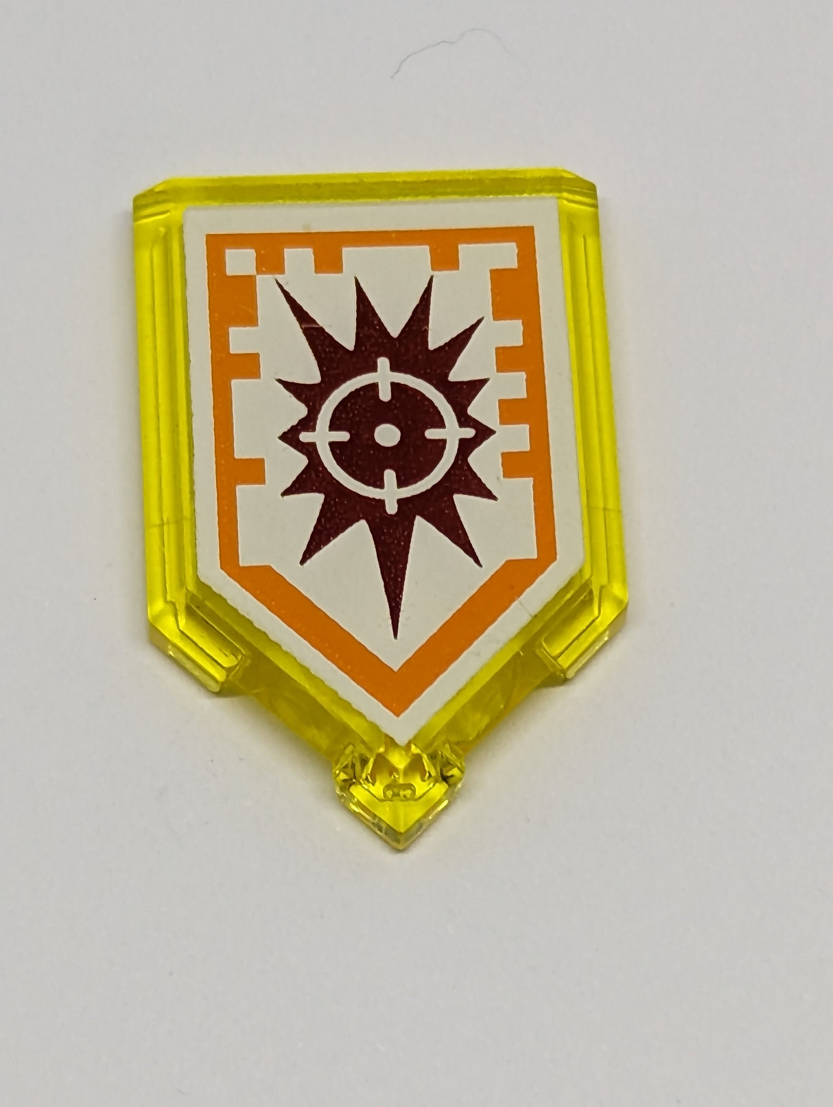 2x3 Fliese modifiziert Pentagon Fünfeck bedruckt with Nexo Power Shield Pattern - Target Blaster transparent gelb trans-yellow
