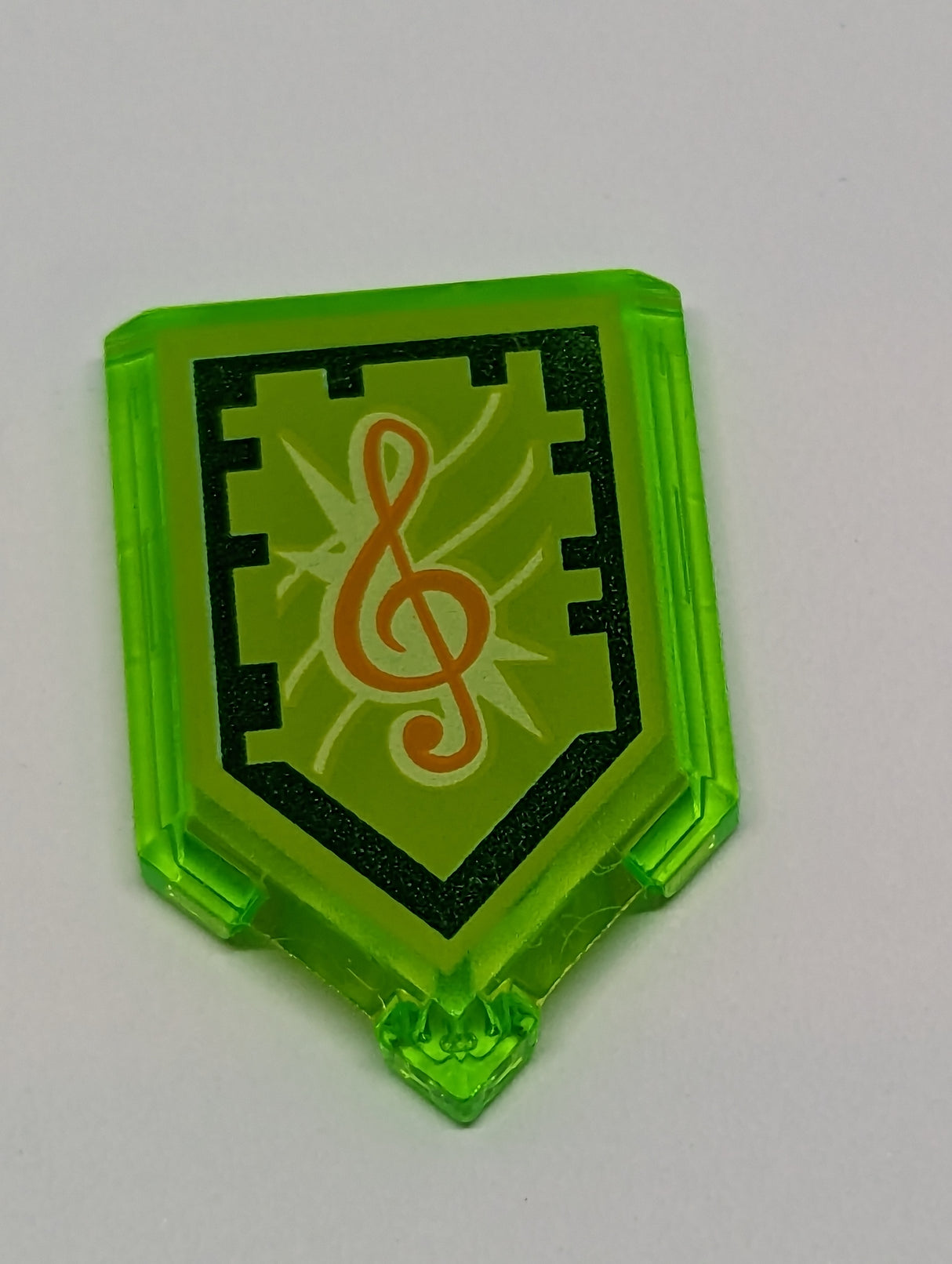 2x3 Fliese modifiziert Pentagon Fünfeck bedruckt with Nexo Power Shield Pattern - Tone of Power transparent mediumgrün trans bright green trans-bright green