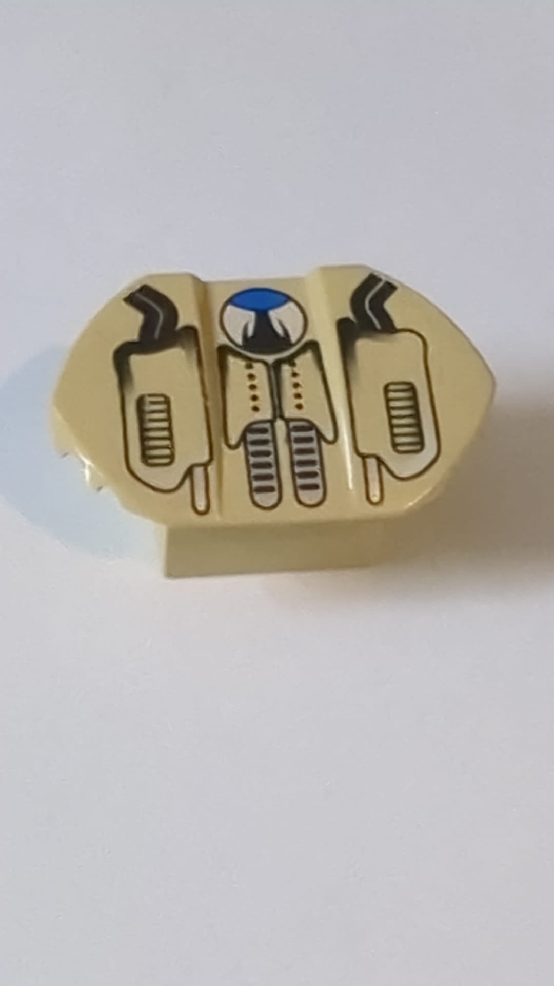 2x2 Stein, modifiziert ohne Noppen, schräg mit ausgestellten Flügeln und Staubwedelmuster beige tan