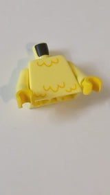 NEU Torso-Vogel-/Hühnerkostüm mit leuchtend orangefarbenen Federn, rotbraunen Knöpfen am Rücken, Muster „BAM“ / leuchtend hellgelbe Arme / gelbe Hände hellgelb