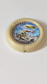 Wurfscheibe Disk mit Throwbot-Granite-/Slizer-Rock-Motiv (3 Punkte), LEGO Technic Logo und Roboter-Wurfscheiben-Muster beige