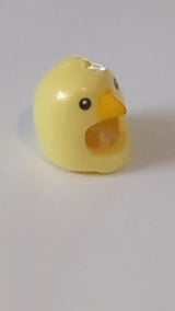 NEU Minifigur, Kopfbedeckung, Kostüm: Vogel mit schwarzen Hühneraugen und hell-leuchtend-orangem Schnabelmuster hellgelb