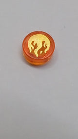 1x1 Runde Fliese mit goldenem Flammenmuster transparent orange