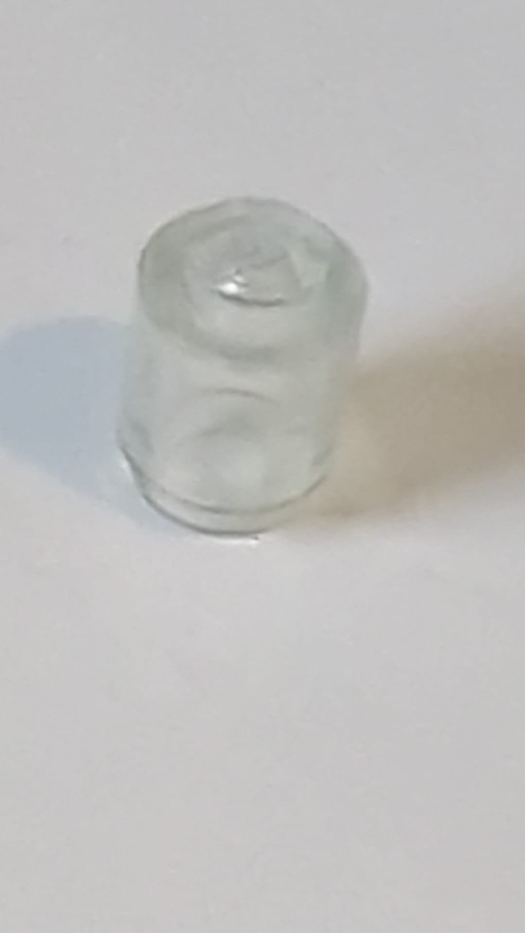 1x1 Stein rund - Massiver Noppenstein, Unterkante transparent weiß
