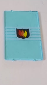 1x4x5 Fensterglas mit Feuerwehr-Logo auf 5 weißen Streifen transparent hellblau