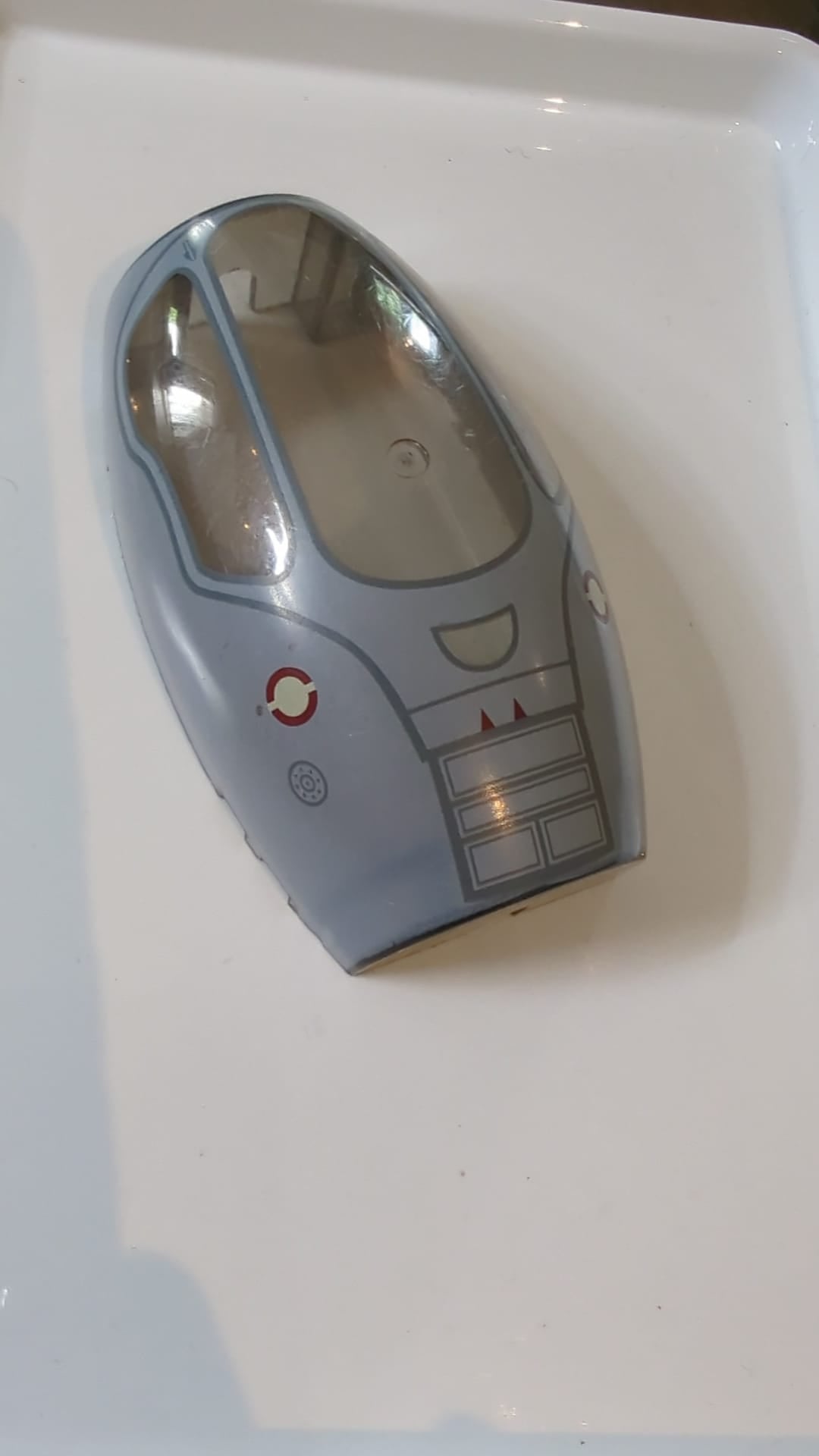10x6x3 Windschutzscheibe doppelwandig konisch, mit hellblaugrauem Jedi-Sternenjäger-Muster transparent braun (alt: schwarz)