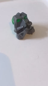 Bionicle Kopf-Verbindungsstein 3 x 4 x 1 2/3 mit transparent-grünem Augen-/Gehirn-Stab (32553 / 32554) neudunkelgrau