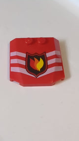 4x4x2/3 Keil dreifach gebogen, mit Feuerlogo-Emblem und 3 weißen Chevron-Muster rot