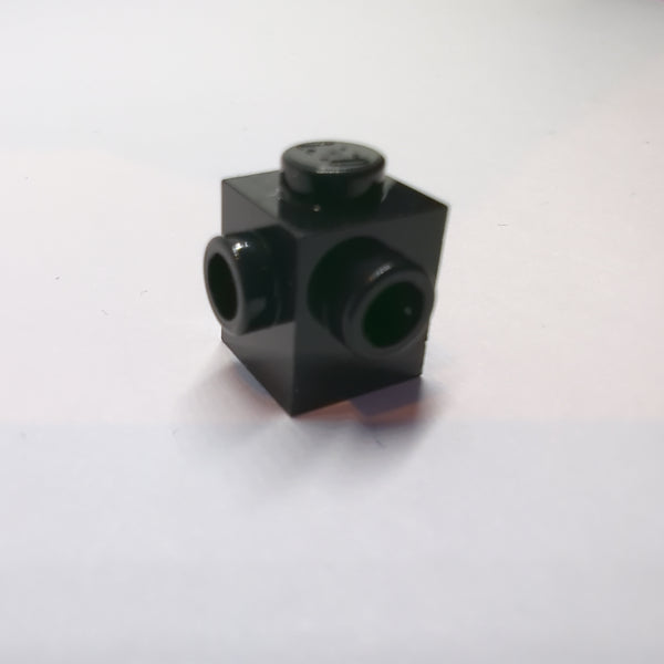 1x1 modifizierter Stein mit 2 Noppen, nebeneinander Adjacent schwarz black