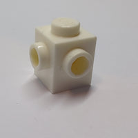 1x1 modifizierter Stein mit 2 Noppen, nebeneinander Adjacent weiß white