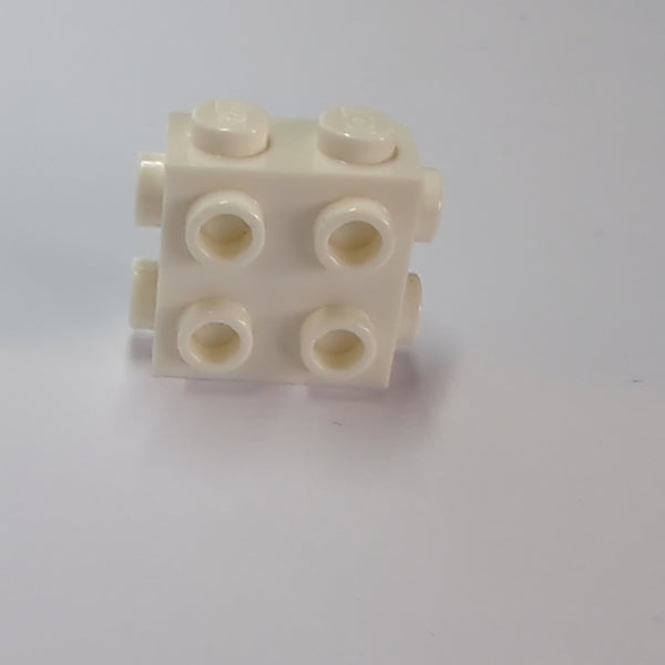 1x2x1 2/3 modifizierter Stein mit Noppen auf drei Seiten weiß white
