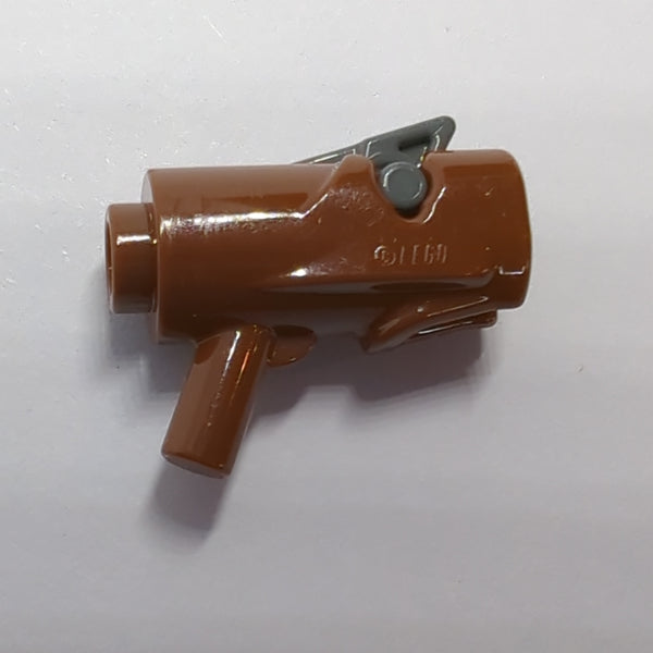 Minifig, Waffe Weapon Gun, Mini Blaster mit Trigger neudunkelgrau,  neubraun reddish brown