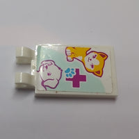 2x3 modifizierte Fliese mit 2 O-Clips beklebt with Cat, Dog, Magenta Cross and Animal Paw Pattern (Sticker) - Set 41085 weiß white