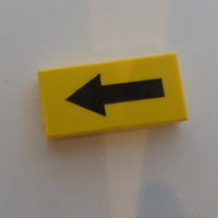 1x2 Fliese bedruckt with Black Arrow Long gelb yellow