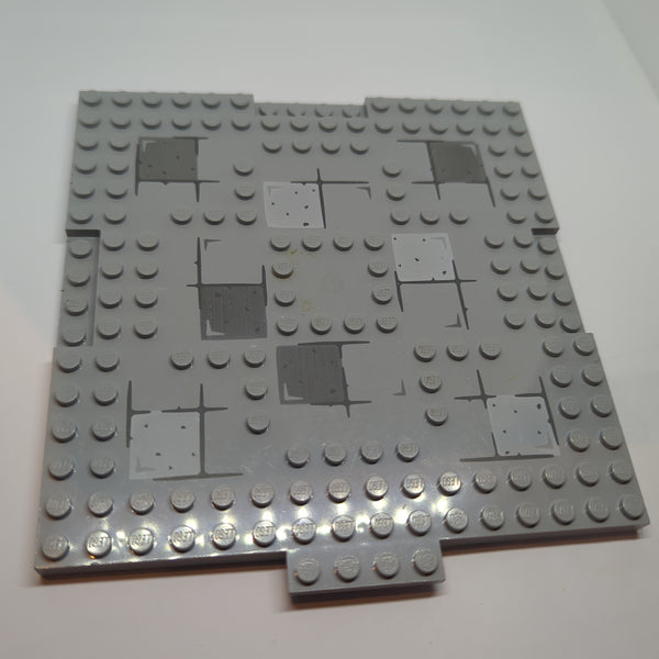 16x16x2/3 modifizierte Platte bedruckt Steine, mit Ausschnitten neuhellgrau