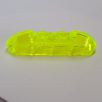 4x1 Dachstein gebogen mit zwei Noppen transparent neongrün trans-neon green