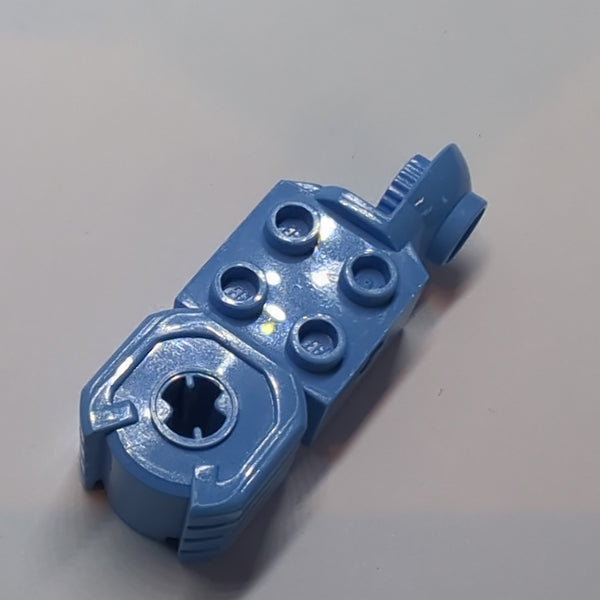 2x2 Technik Stein modifiziert mit Achsloch, Rotation Joint Ball Half (Vertical Side), Vertical Axle Hole End (Fist), mittelblau medium blue