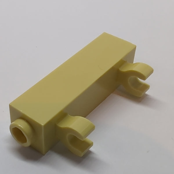 NEU Brick, Modified 1x1x3 with 2 Clips (Vertical Grip); - Hollow Stud beige tan