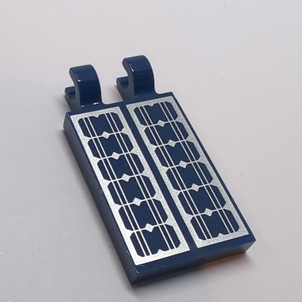 NEU Tile, Modified 2x3 with 2 Clips with Solar Panels Pattern dunkelblau dark blue