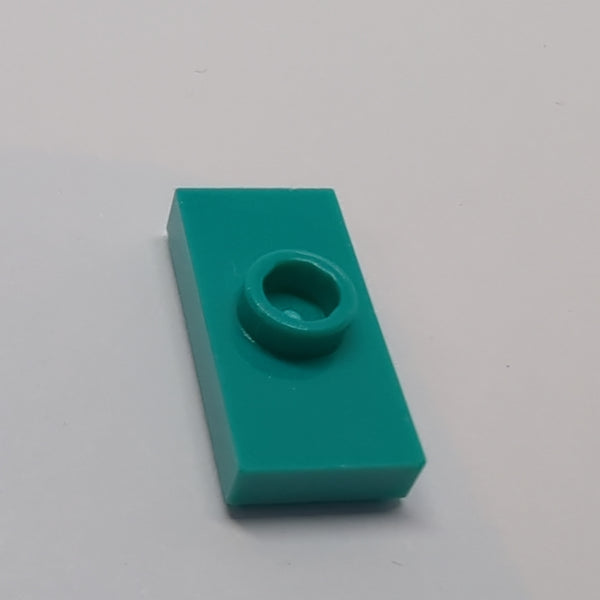 NEU Plate, Modified 1x2 with 1 Stud with Groove and Bottom Stud Holder (Jumper) türkis dark turquoise