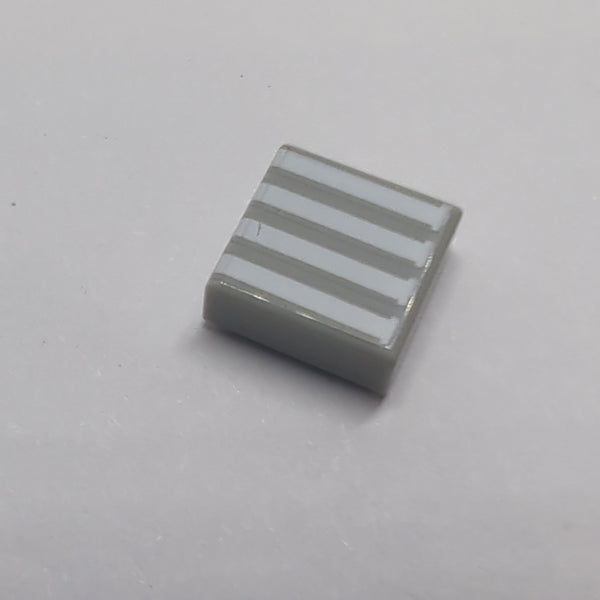 NEU Tile 1x1 with Groove with 4 White Stripes Pattern neuhellgrau light bluish gray