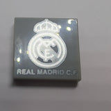 NEU Tile 2 x 2 with Groove with Silver Real Madrid Logo and (REAL MADRID C.F.) Pattern neuhellgrau light bluish gray