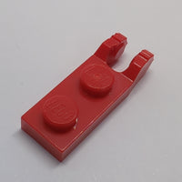 NEU Hinge Plate 1x2 Locking with 2 Fingers on End and 7 Teeth without Bottom Groove rot red