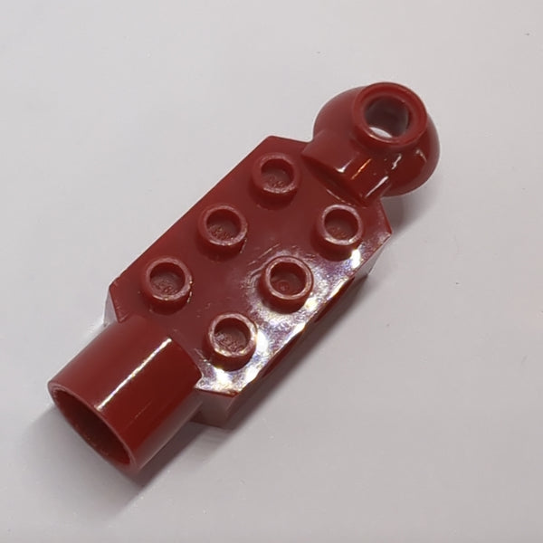 2x3 Technik Stein modifiziert mit Pinloch, Drehgelenkkugel halb (horizontale Oberseite), Drehgelenkpfanne dunkelrot dark red