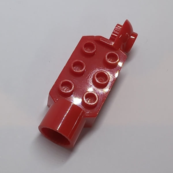 2x3 Technik Stein modifiziert mit Pinloch, Drehgelenkkugel halb (vertikale Oberseite), Drehgelenkpfanne rot red