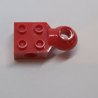 2x2 Technik Stein mit Pinloch und Rotations-Gelenk horizontal rot red