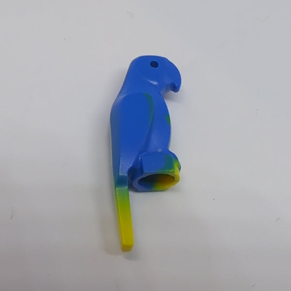 Papagei Bird, Parrot with Large Beak with Marbled Blue Pattern gelb yellow