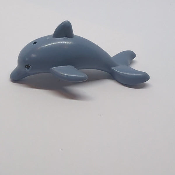 Delphin springend, mit Achshalter, blaue Augen sandblau sand blue
