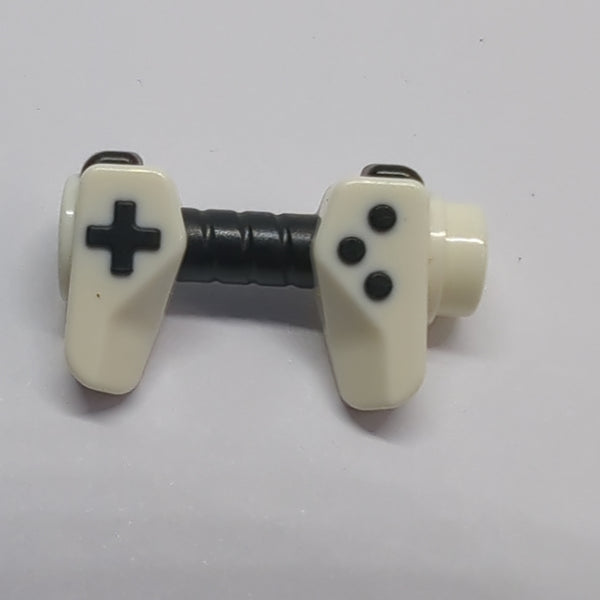 NEU Minifigure, Utensil Game Controller, Holes on Sides for Bar with Black Buttons and Center Handle Pattern weiss white