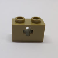 NEU Technic, Brick 1 x 2 with Axle Hole dunkelbeige dark tan