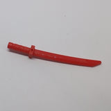 NEU Minifigure, Weapon Sword, Shamshir/Katana &#40;Square Guard&#41; with Capped Pommel and Holes in Crossguard and Blade rot red