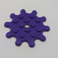 4x4 Platte modifiziert mit 10 Zahnradzähnen, Blüttenblätter lila dark purple
