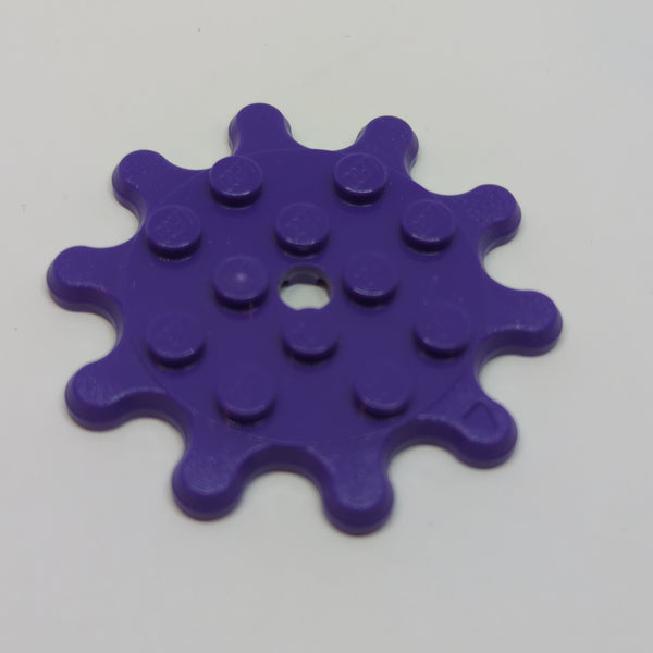 4x4 Platte modifiziert mit 10 Zahnradzähnen, Blüttenblätter lila dark purple
